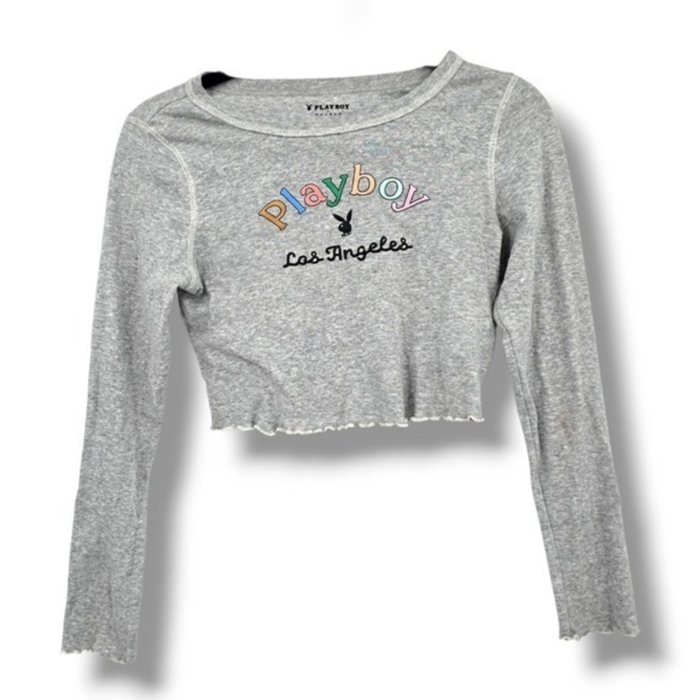 Playboy x Pacsun Crop Top Long Sleeve Los Angeles Graphic Tee S - Picture 1 of 7